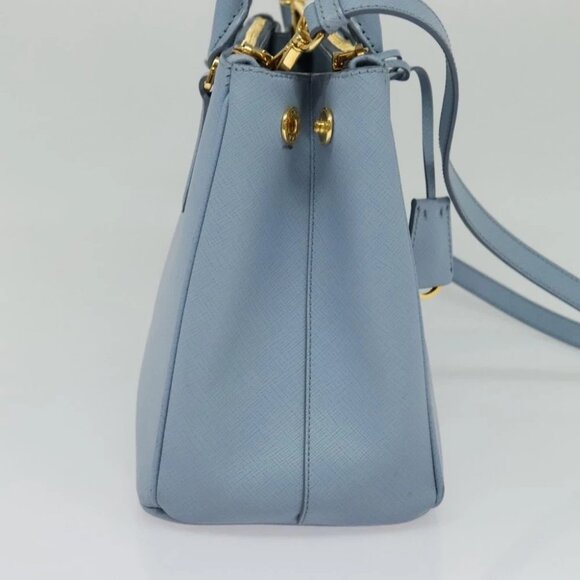 PRADA Galleria Hand Bag Safiano leather 2way Light Blue Gold - Picture 3 of 15